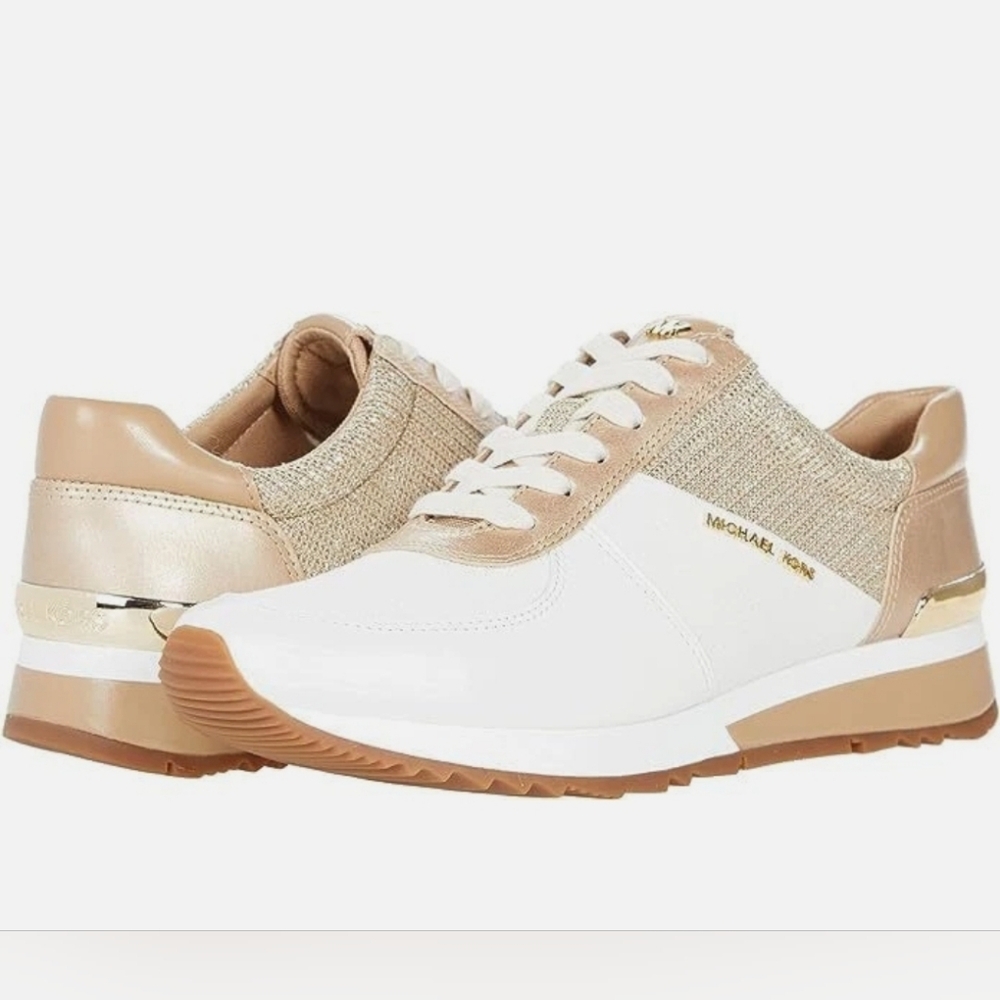 Michael Kors Sneakers Alli Trainer White And Gold Size 9.5 - Picture 2 of 4